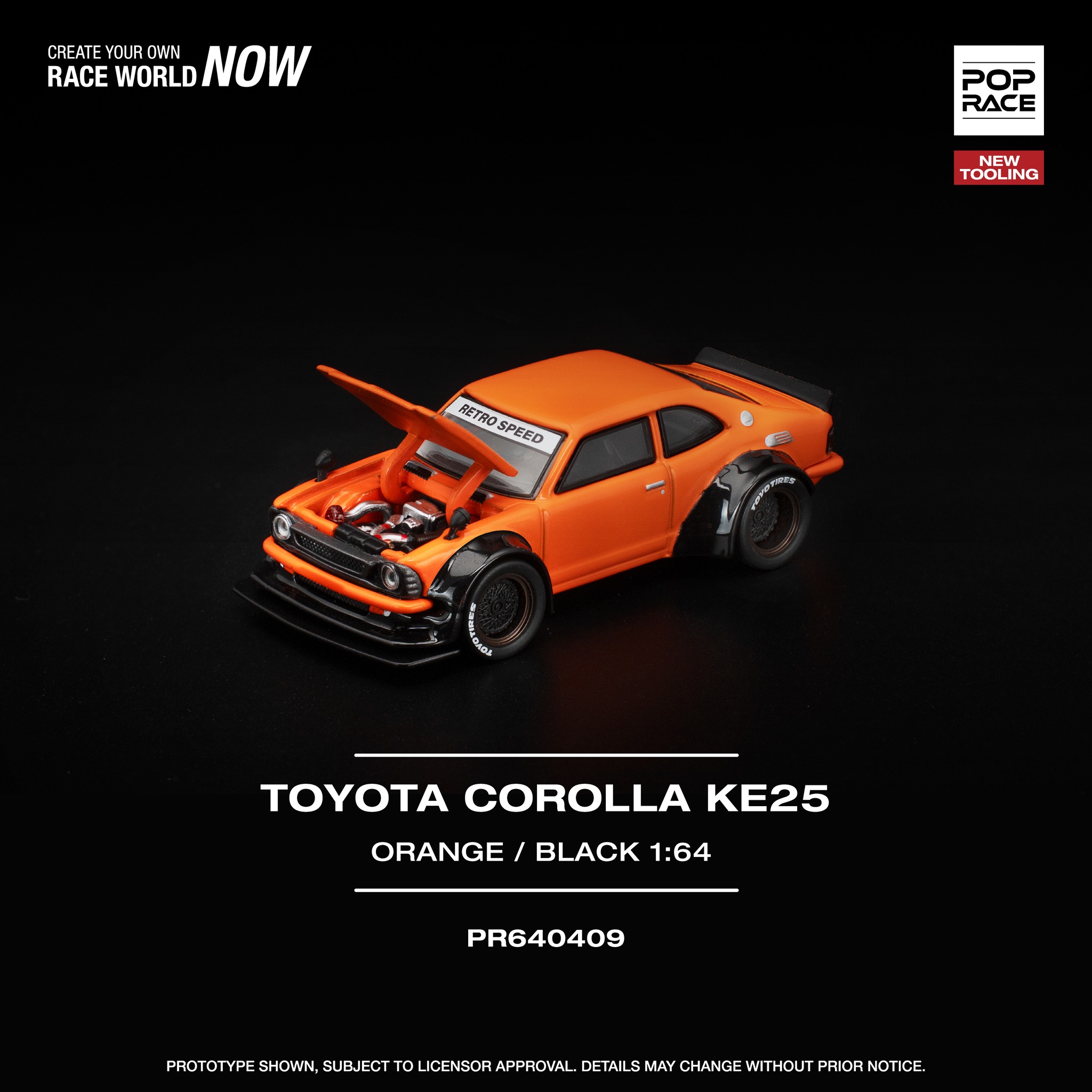 1:64 Pop Race Limited - Toyota Corolla KE25, orange