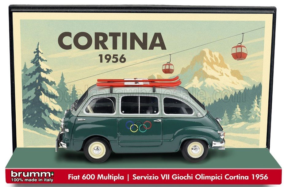 1:43 Brumm - 1956 Fiat 600 Multipla Olympia With Skiing