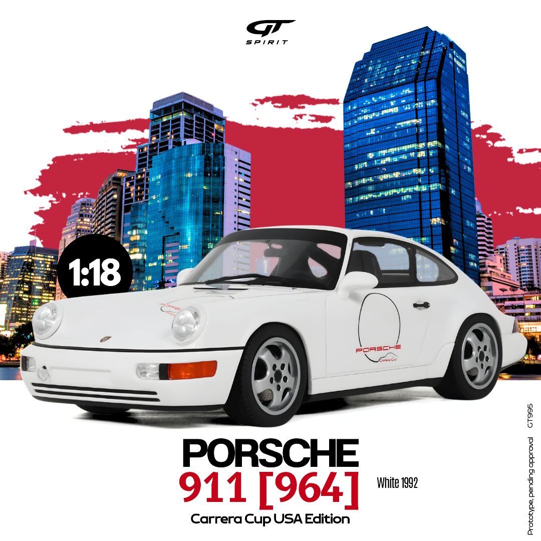 1:18 GT Spirit - 1992 Porsche 911 (964) Carrera Cup USA Edition White