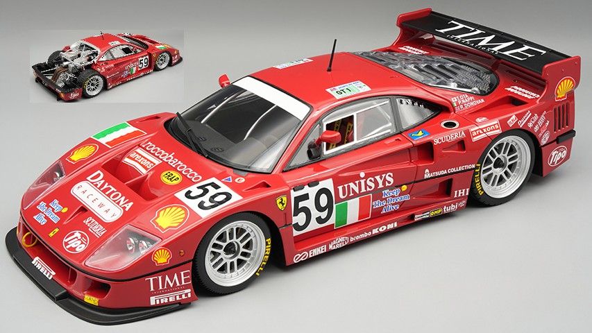 1:18 Tecnomodel - Ferrari F40 LM 3.5L Turbo V8 Team Ennea SRL #59 24h Le Mans 1996 P. Nappi - R. Donovan - T. Ota *Open Rear Trunk*