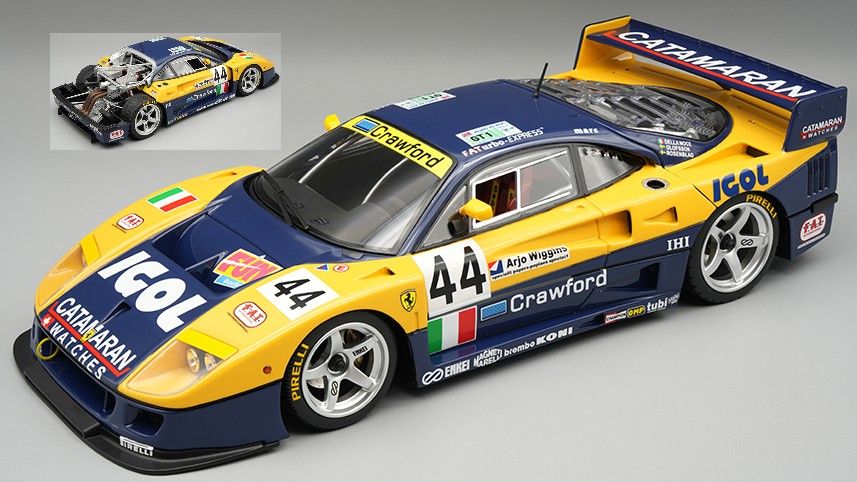 1:18 Tecnomodel - Ferrari F40 LM 3.5L Turbo V8 Team Ennea SRL Igol #44 24h le Mans 1996 L. Della Noce - A. Olofsson - C. Rosenblad *Open Rear Trunk*