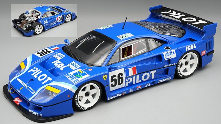 1:18 Tecnomodel - Ferrari F40 LM 3.5L Turbo V8 Team pilot Pen racing #56 24h le Mans 1996 M. Ferte - O. Thevenin - N. Leboissetier  *Open Rear Trunk*
