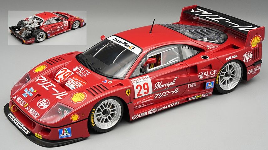 1:18 Tecnomodel - Ferrari F40 LM 3.5L Turbo V8 #29 BPR Suzuka 1996 M. Angelelli - T. Ota  *Open Rear Trunk*