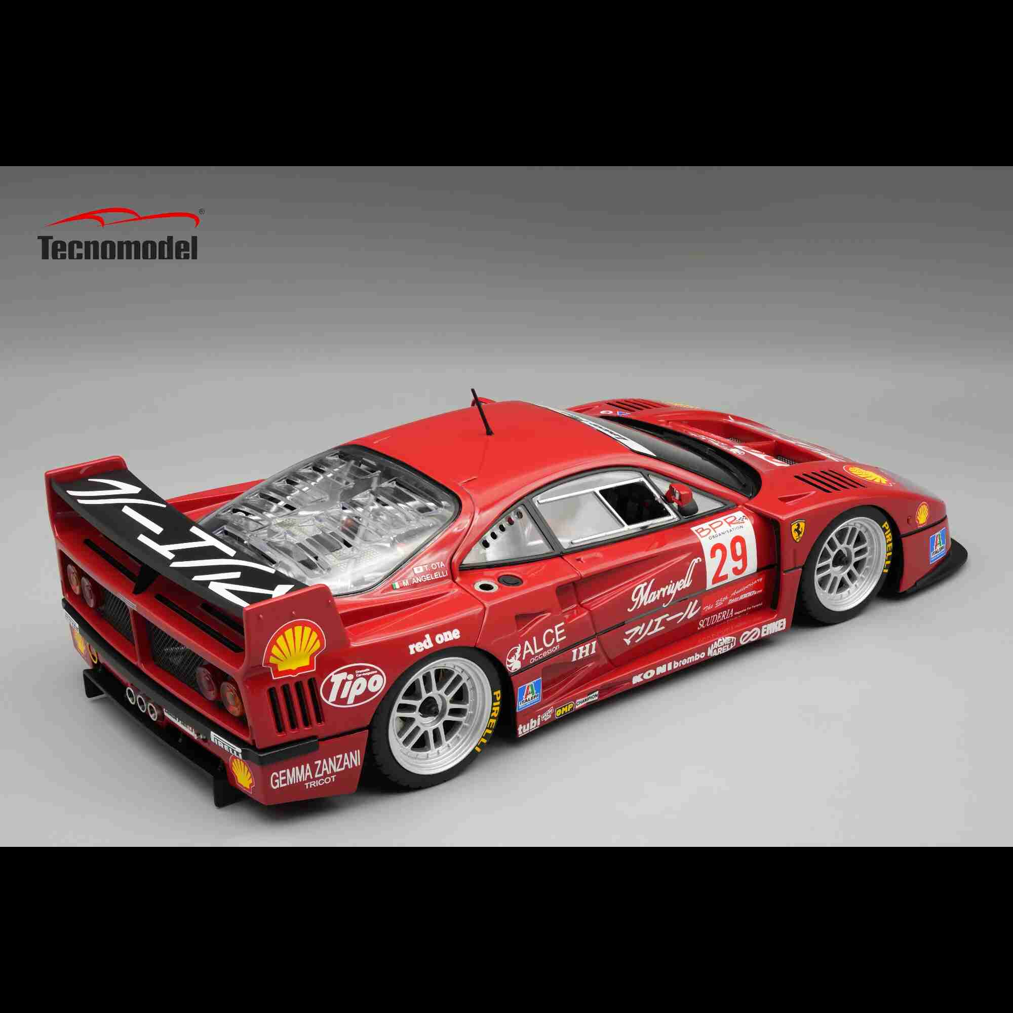 1:18 Tecnomodel - Ferrari F40 LM 3.5L Turbo V8 #29 BPR Suzuka 1996 M. Angelelli - T. Ota  *Open Rear Trunk*