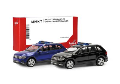 1:87 Herpa - Herpa MiniKit: Volkswagen (VW) Tiguan, ultramarinblau und schwarz (2 Stück)