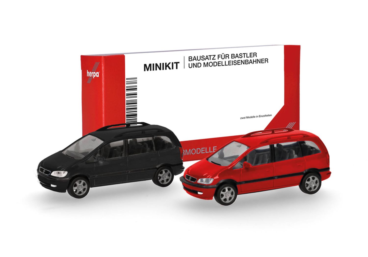 1:87 Herpa - Herpa MiniKit: Opel Zafira, schwarz und rot (2 Stück)