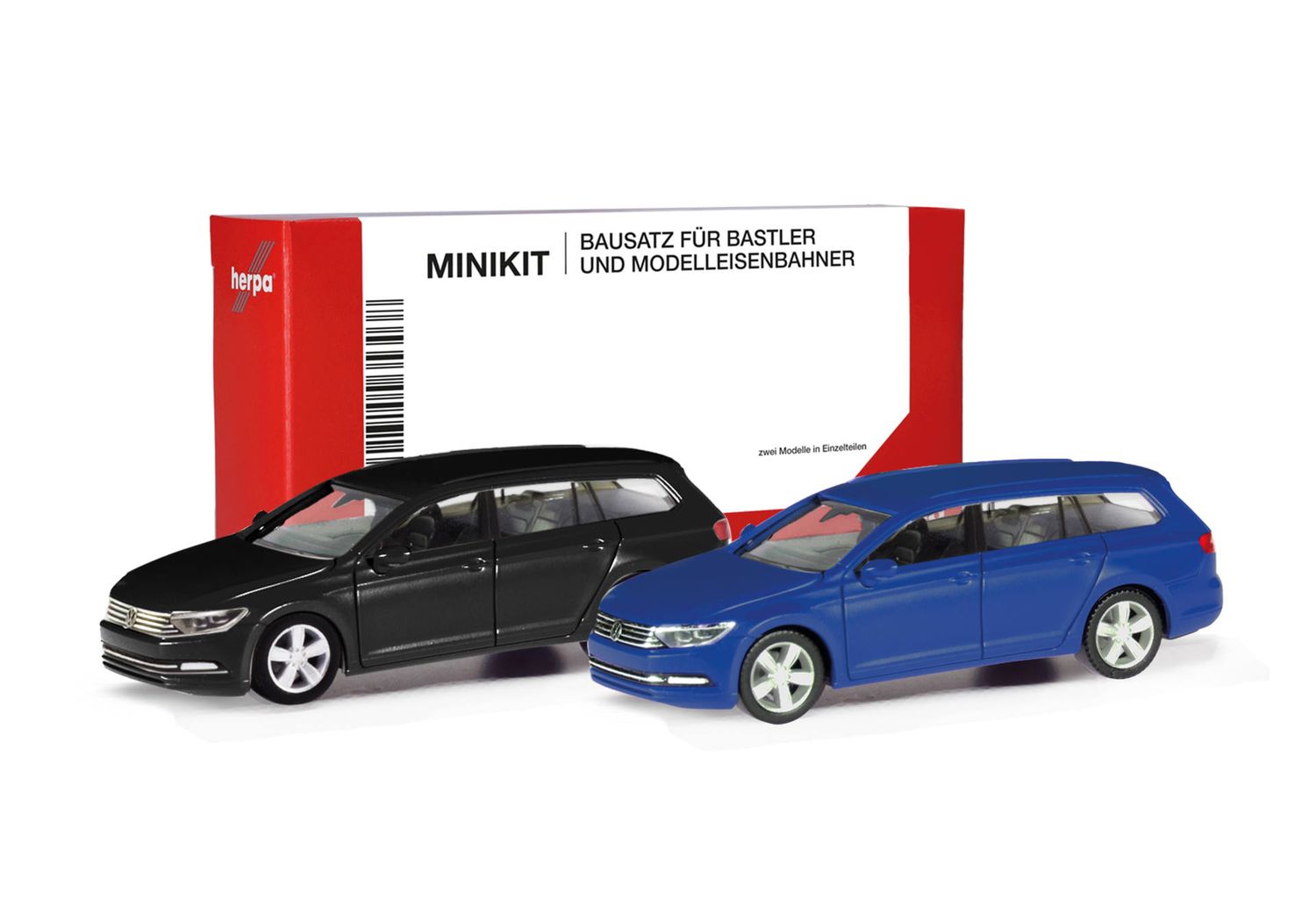 1:87 Herpa - Herpa MiniKit: Volkswagen (VW) Passat Variant, schwarz und ultramarinblau (2 Stück)