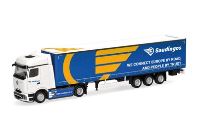 1:87 Herpa - Mercedes-Benz Actros L ProCabin Bigspace Gardinenplanen-Sattelzug 1:87 Herpa - Mercedes-Benz Actros L ProCabin Bigspace Gardinenplanen-Sattelzug "Saudingos" (Litauen/Siauliai)