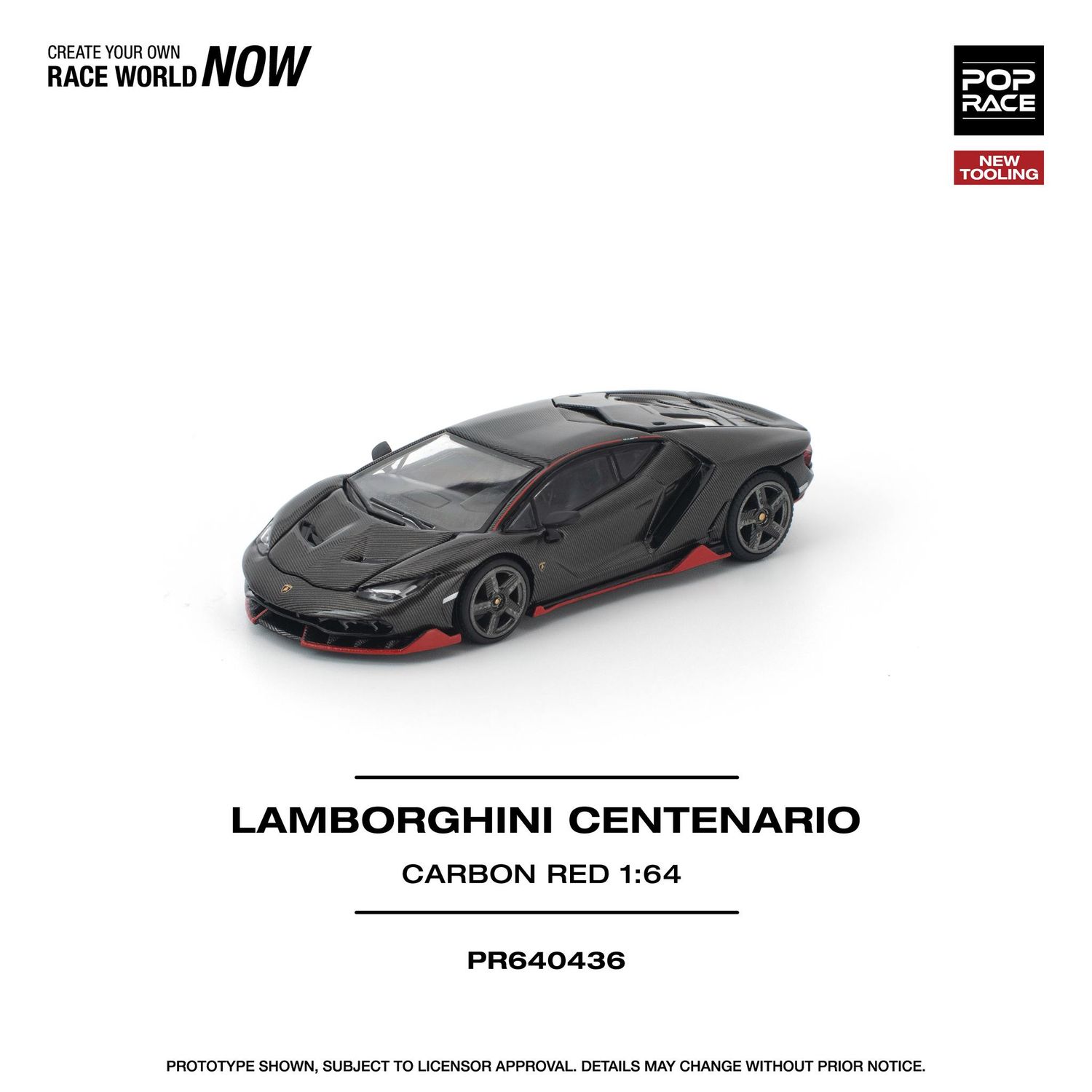 1:64 Pop Race Limited - Lamborghini Centenario, carbon/red