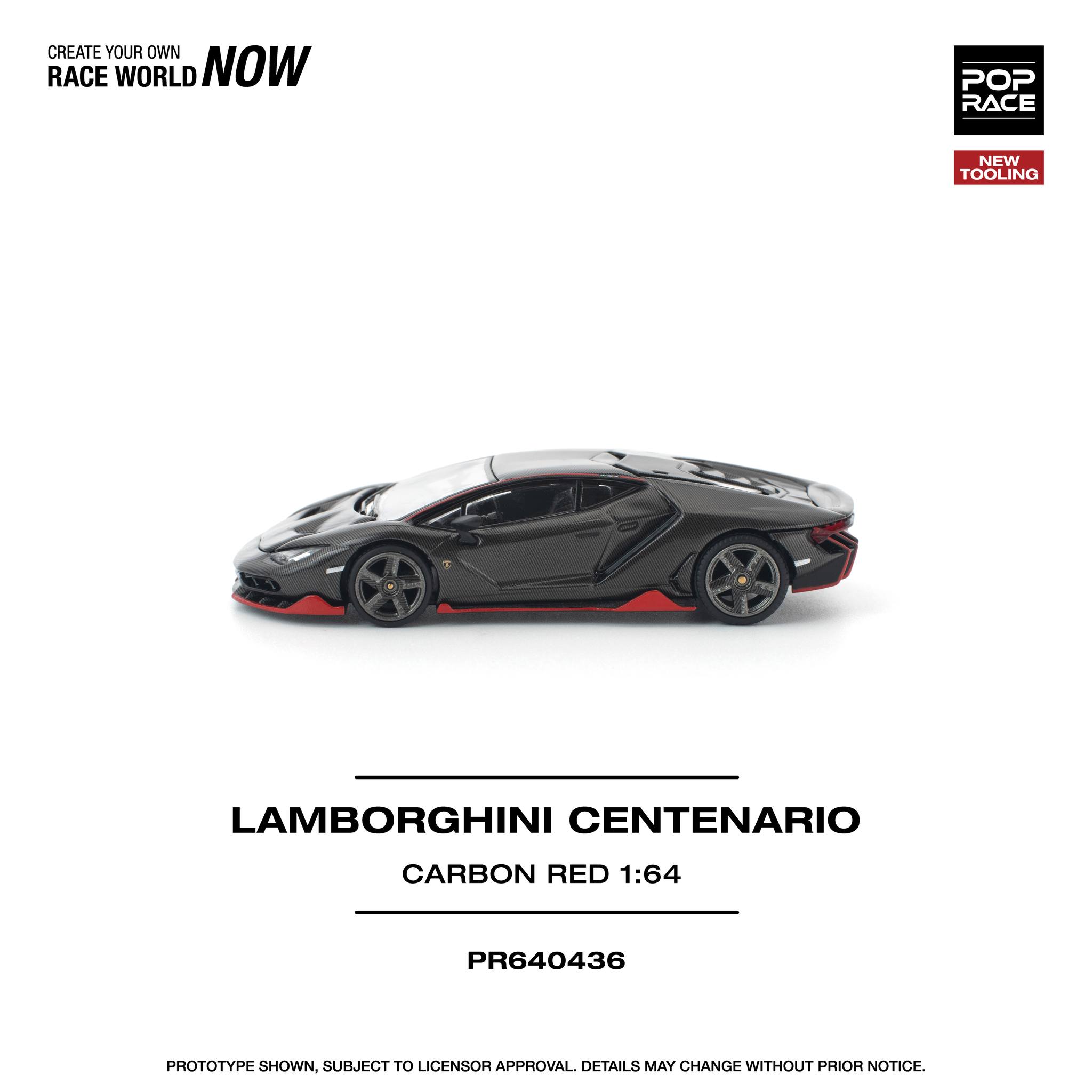 1:64 Pop Race Limited - Lamborghini Centenario, carbon/red