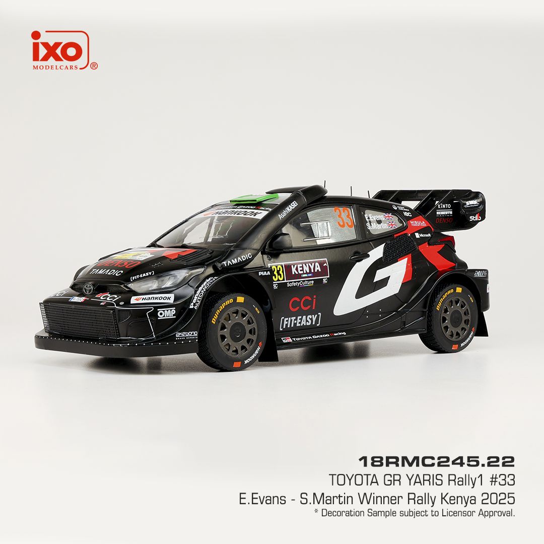 1:18 Ixo - Toyota GR Yaris Rally1, Safari Rallye Kenia, 2025, #33 E. Evans