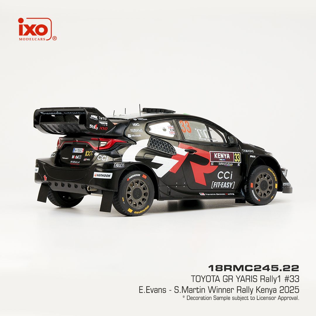 1:18 Ixo - Toyota GR Yaris Rally1, Safari Rallye Kenia, 2025, #33 E. Evans