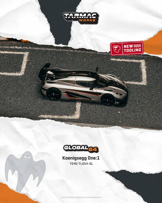 1:64 Tarmac - Koenigsegg One:1, silver 1:64 Tarmac - Koenigsegg One:1, silver