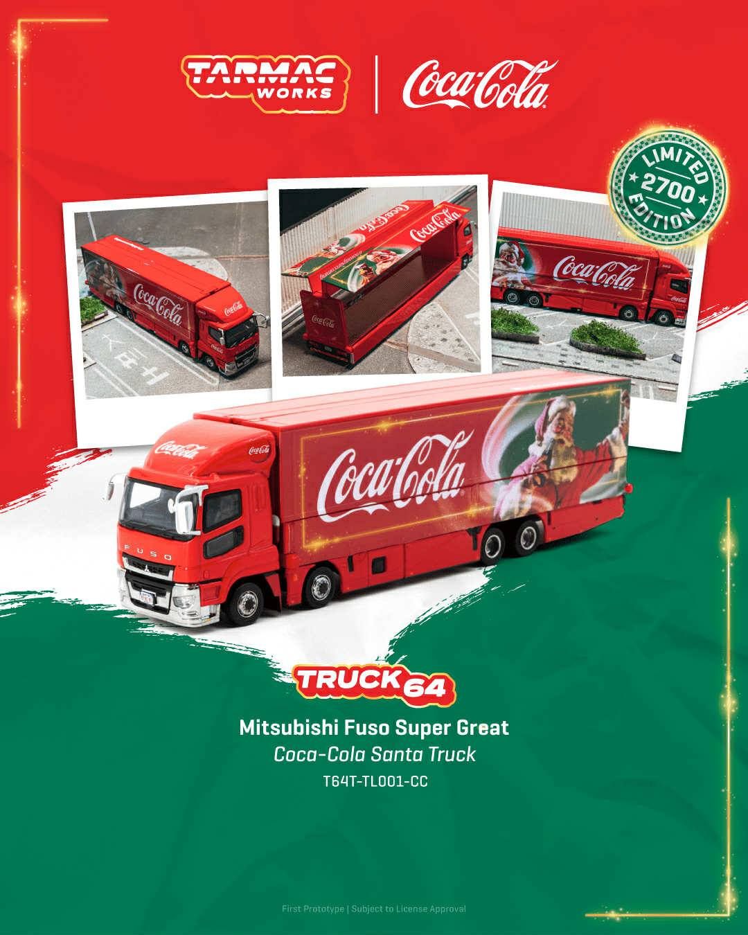 1:64 Tarmac - Mitsubishi Fuso Super Great *Coca-Cola Santa Truck*