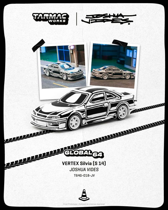 1:64 Tarmac - Vertex Nissan Silvia (S14), Designed by Joshua Vides, chrome 1:64 Tarmac - Vertex Nissan Silvia (S14), Designed by Joshua Vides, chrome