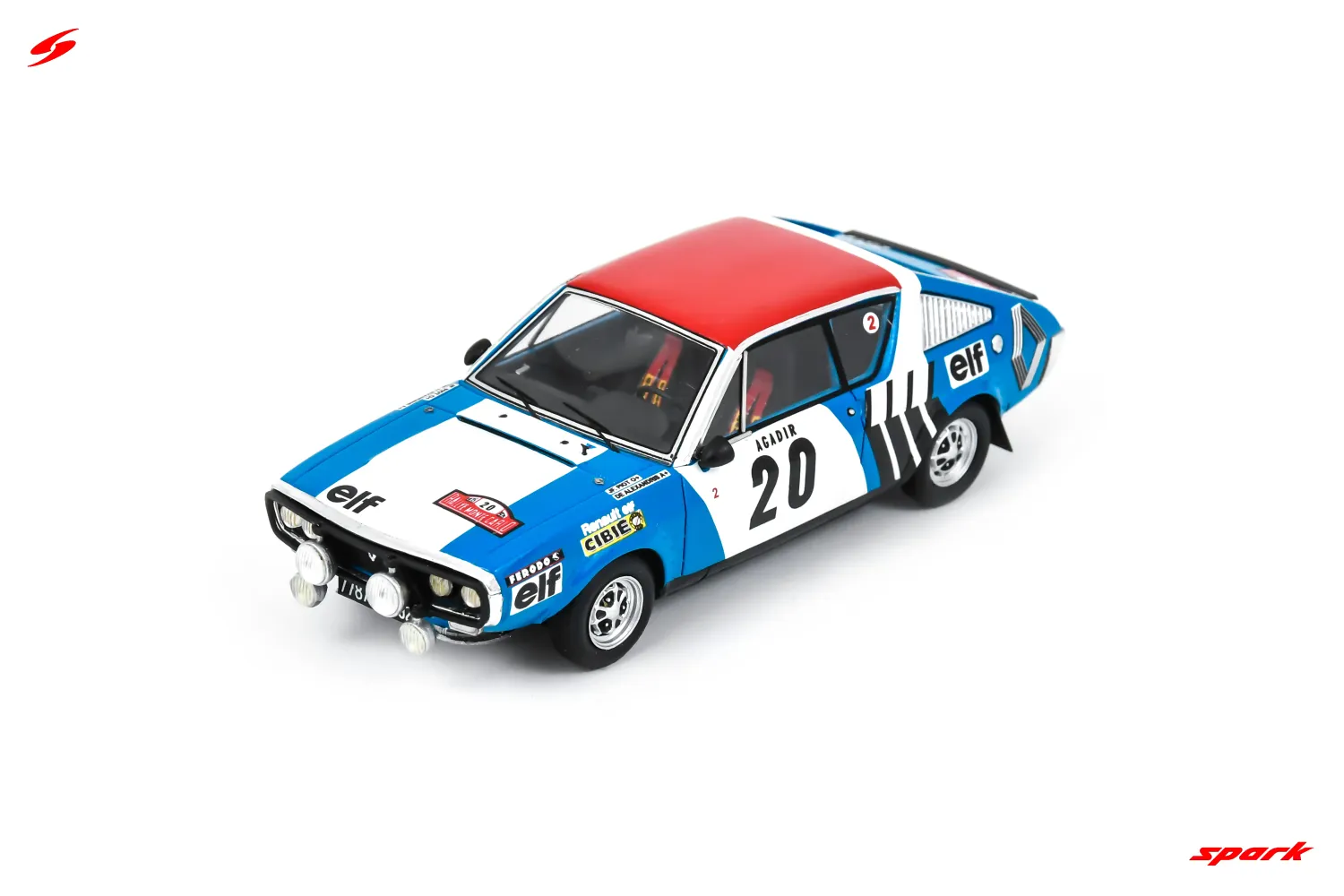 1:43 Spark - Renault 17 No.20 5th Rally Monte Carlo 1975 J-F. Piot - J. De Alexandris