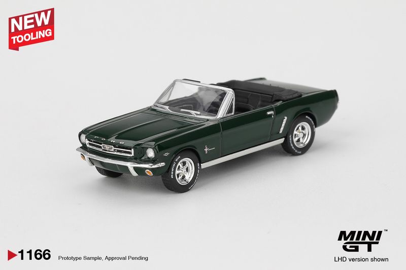 1:64 Mini GT - 1964 Ford Mustang Convertible, highland green 1:64 Mini GT - 1964 Ford Mustang Convertible, highland green