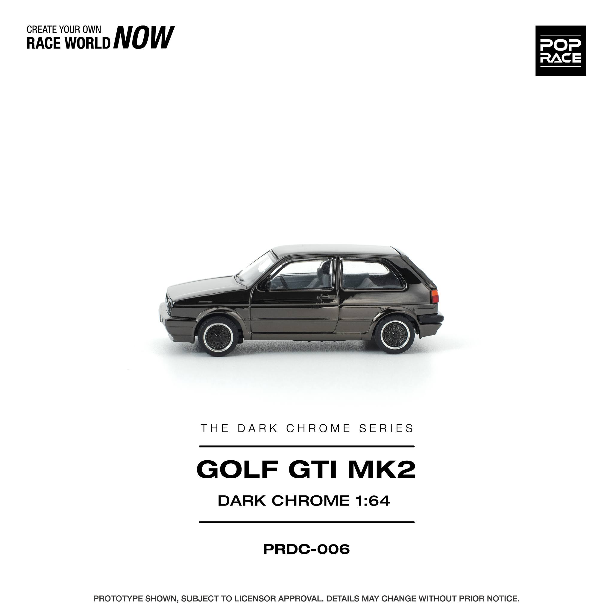 1:64 Pop Race Limited - Golf GTI MK2 *The Dark Chrome Series*