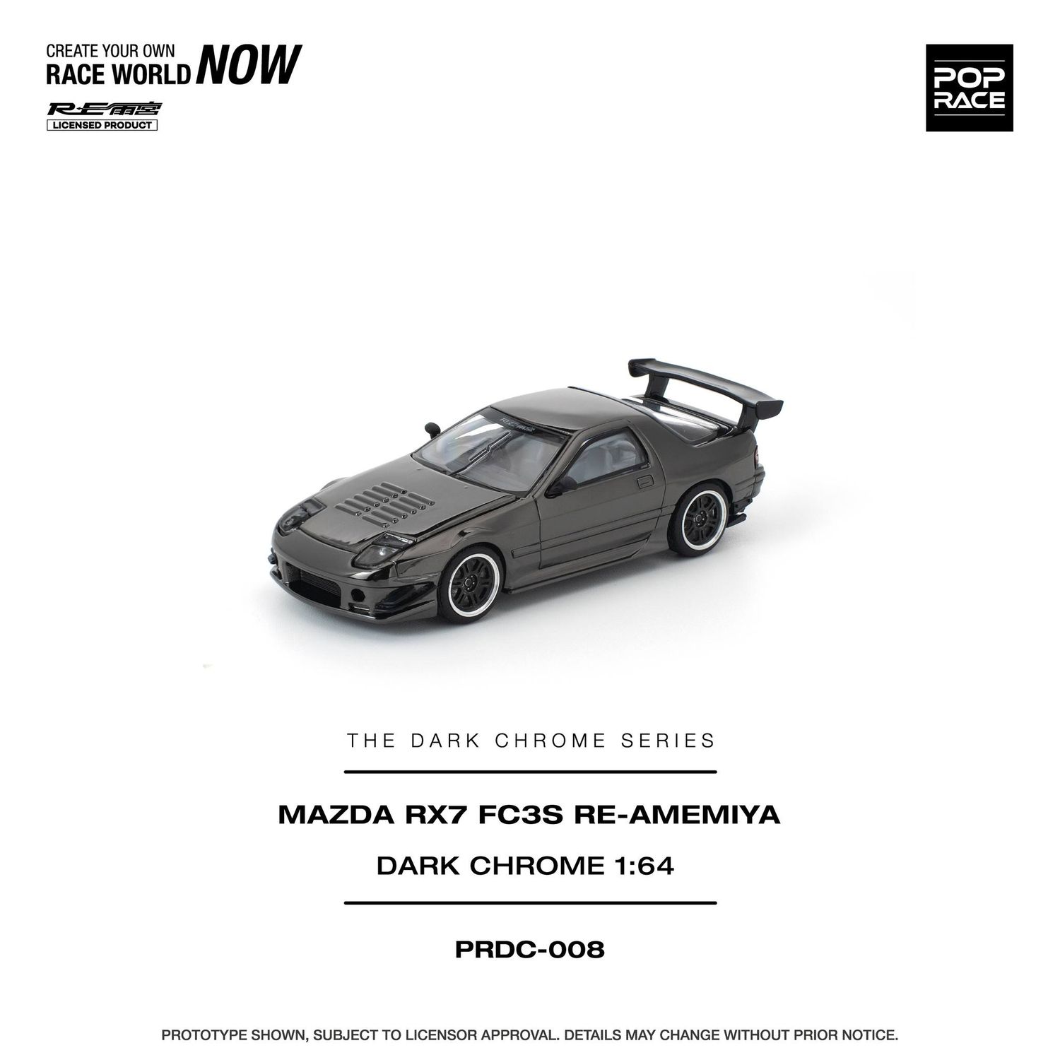 1:64 Pop Race Limited - Mazda RX7-FC3S Re-Amemiya *The Dark Chrome Series*