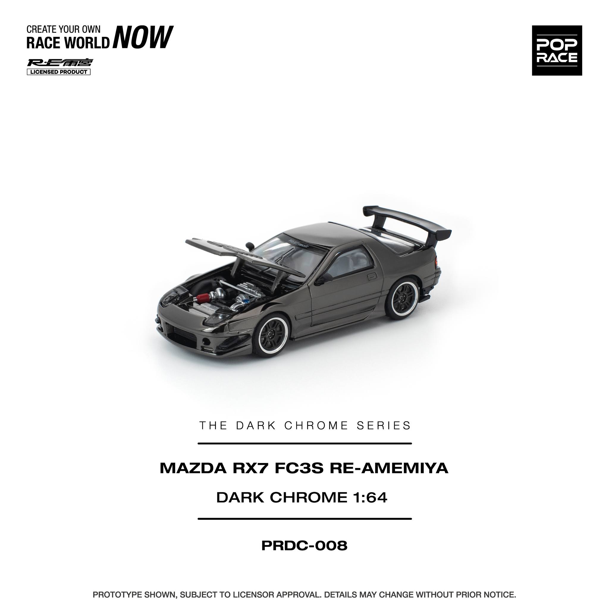 1:64 Pop Race Limited - Mazda RX7-FC3S Re-Amemiya *The Dark Chrome Series*