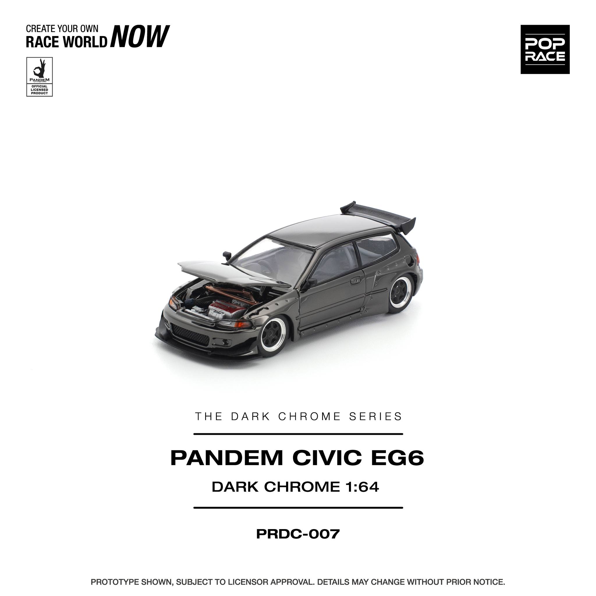1:64 Pop Race Limited - Pandem Civic EG6 *The Dark Chrome Series*