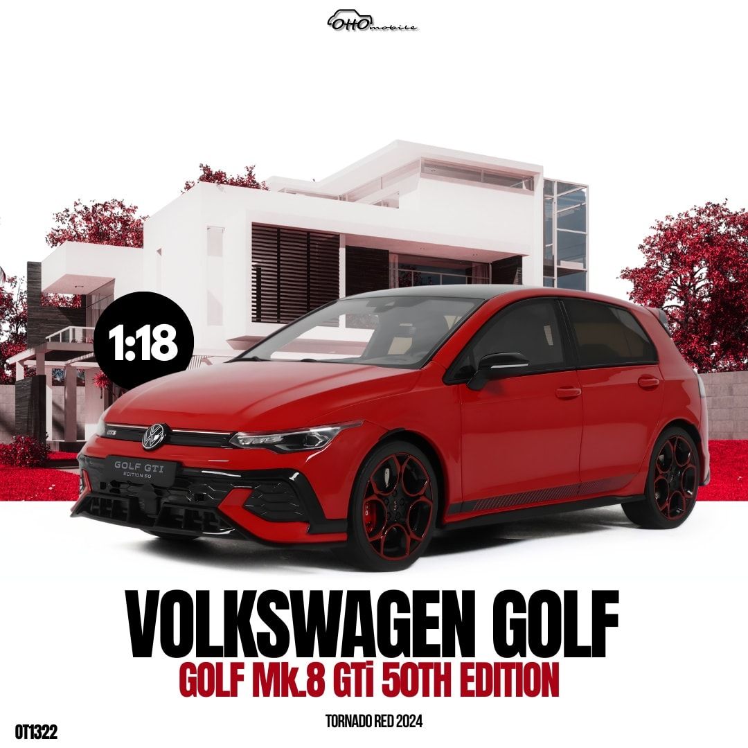 1:18 Otto Mobile - 2024 Volkswagen Golf MK.8 GTI 50th Edition Red