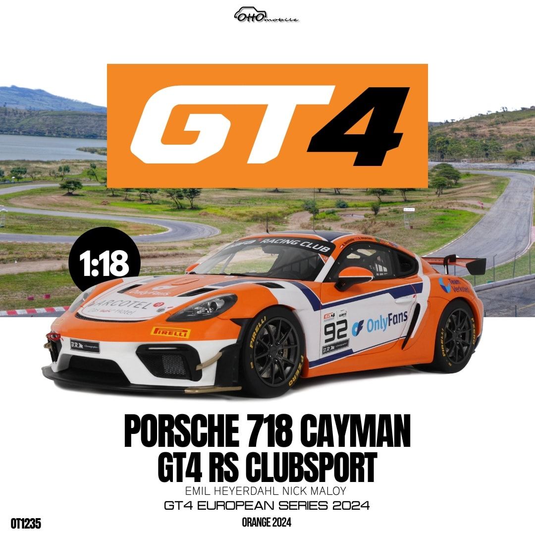 1:18 Otto Mobile - 2024 Porsche 718 Cayman GT4 RS Clubsport #92 Emil Heyerdahl/Nick Maloy GT4 European Series