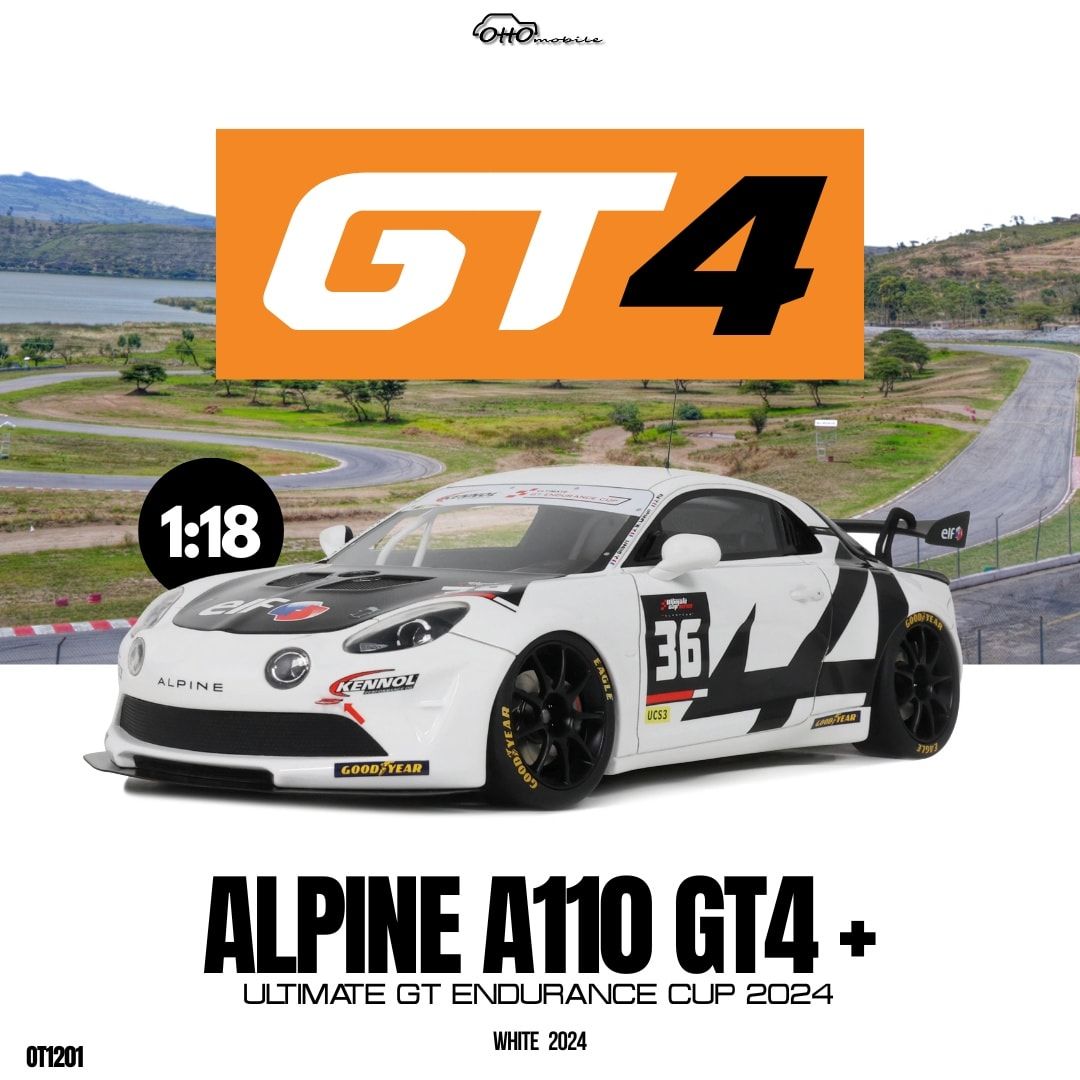 1:18 Otto Mobile - 2024 Alpine A110 GT4 with white Ultimate GT Endurance Cup