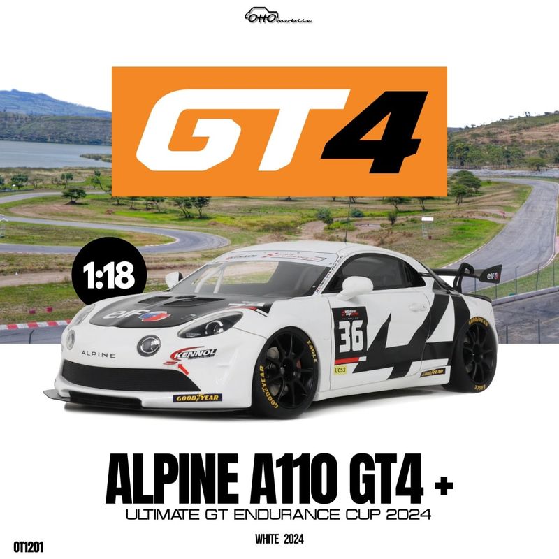 1:18 Otto Mobile - 2024 Alpine A110 GT4 with white Ultimate GT Endurance Cup