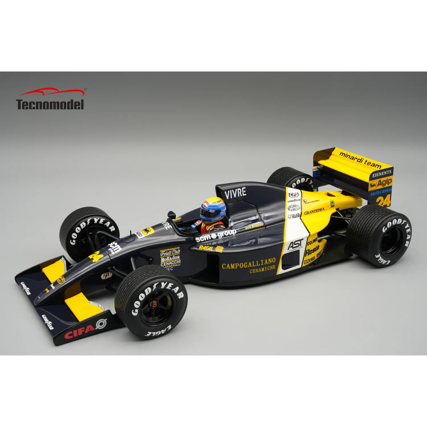 1:18 Tecnomodel - Minardi M191 1991 Ford #24 Australian GP 1991 R. Moreno *With Driver Figure*