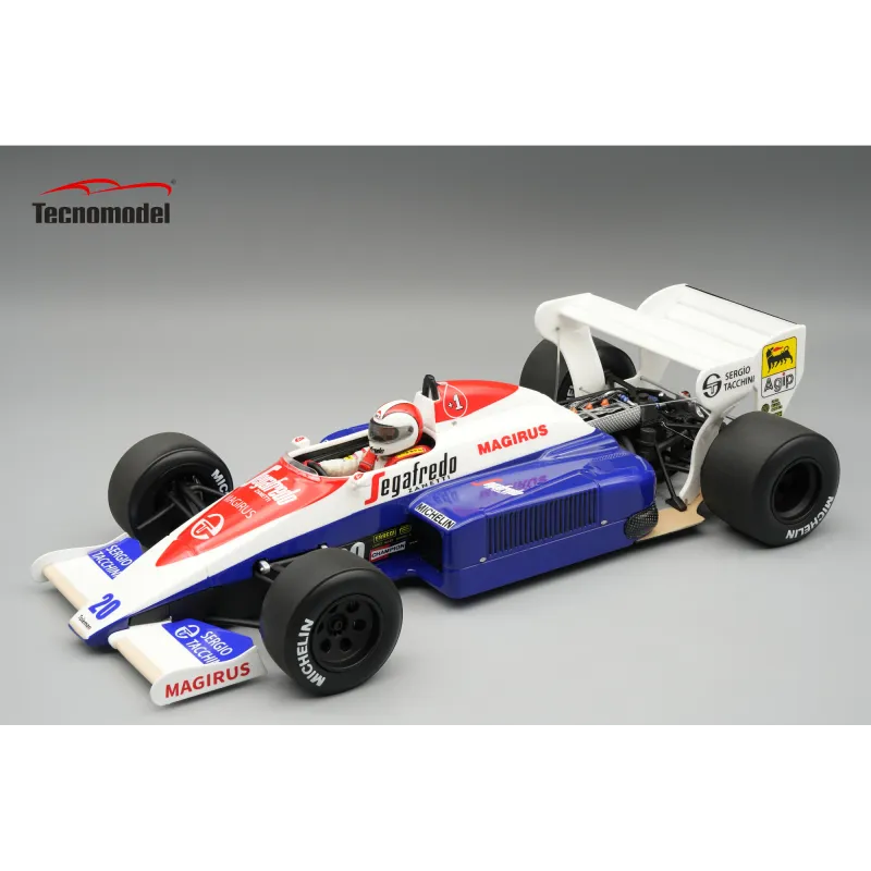 1:18 Tecnomodel - Toleman F1 TG184 Hart Turbo #20 USA GP 1984 J. Cecotto *With Driver Figure* 1:18 Tecnomodel - Toleman F1 TG184 Hart Turbo #20 USA GP 1984 J. Cecotto *With Driver Figure*
