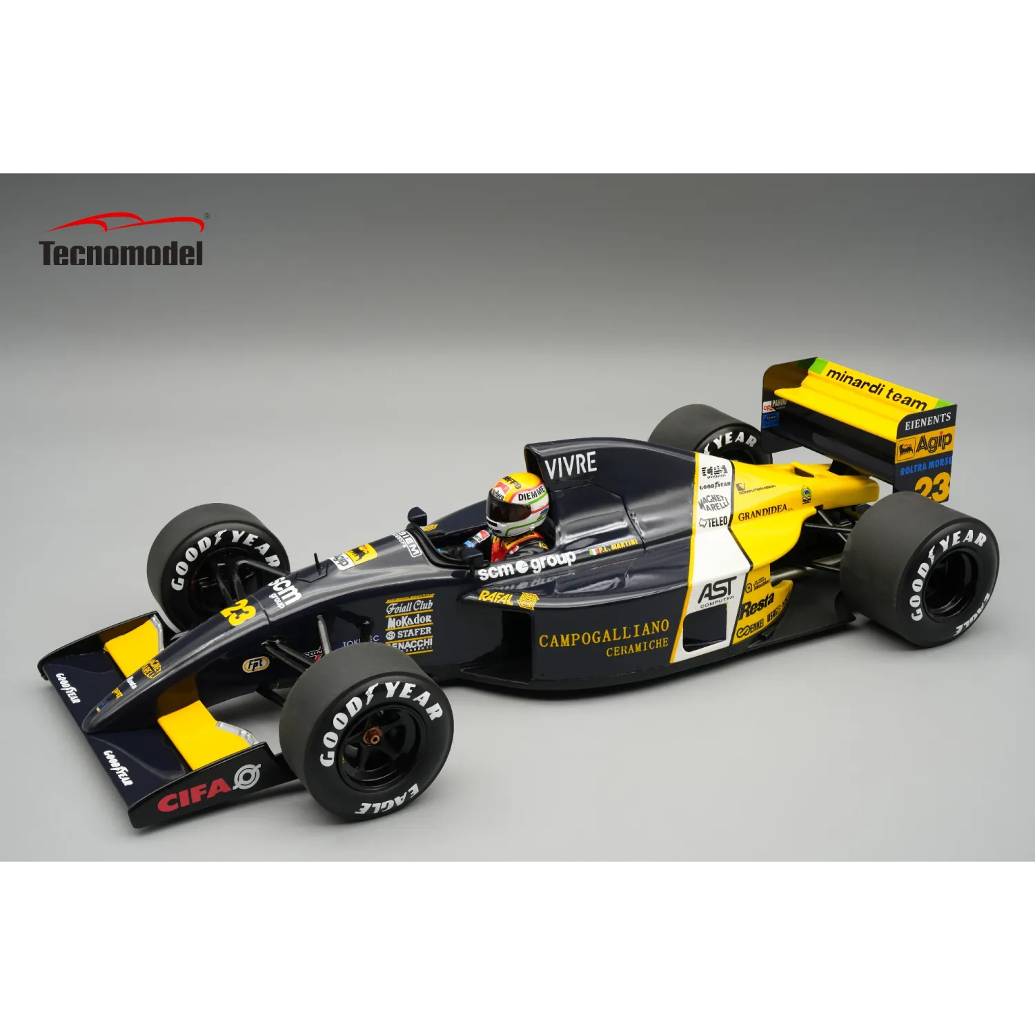 1:18 Tecnomodel - Minardi M191 1991 Ford #23 USA GP 1991 P. Martini *With Driver Figure*