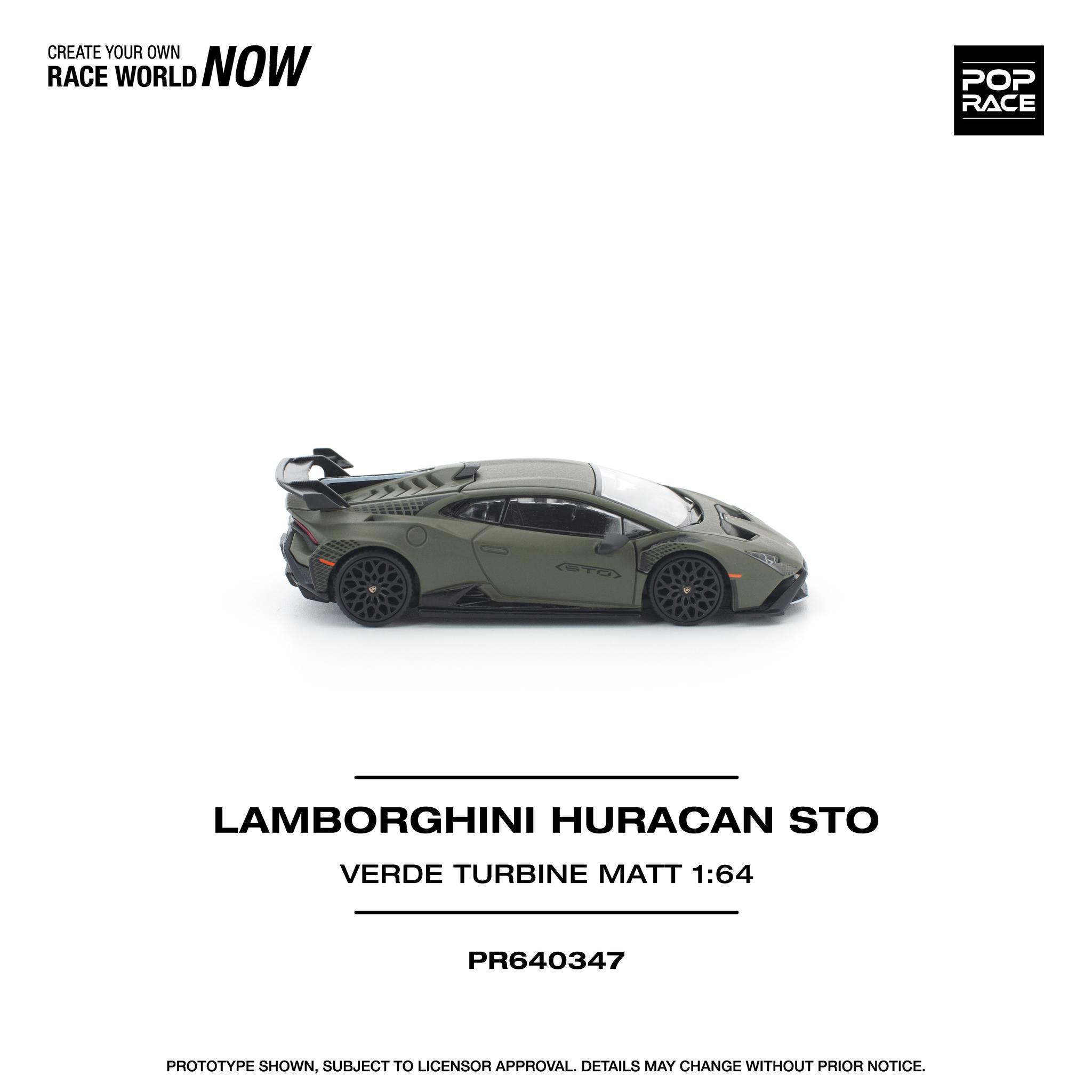 1:64 Pop Race Limited - Lamborghini Huracan STO, verde turbine matt