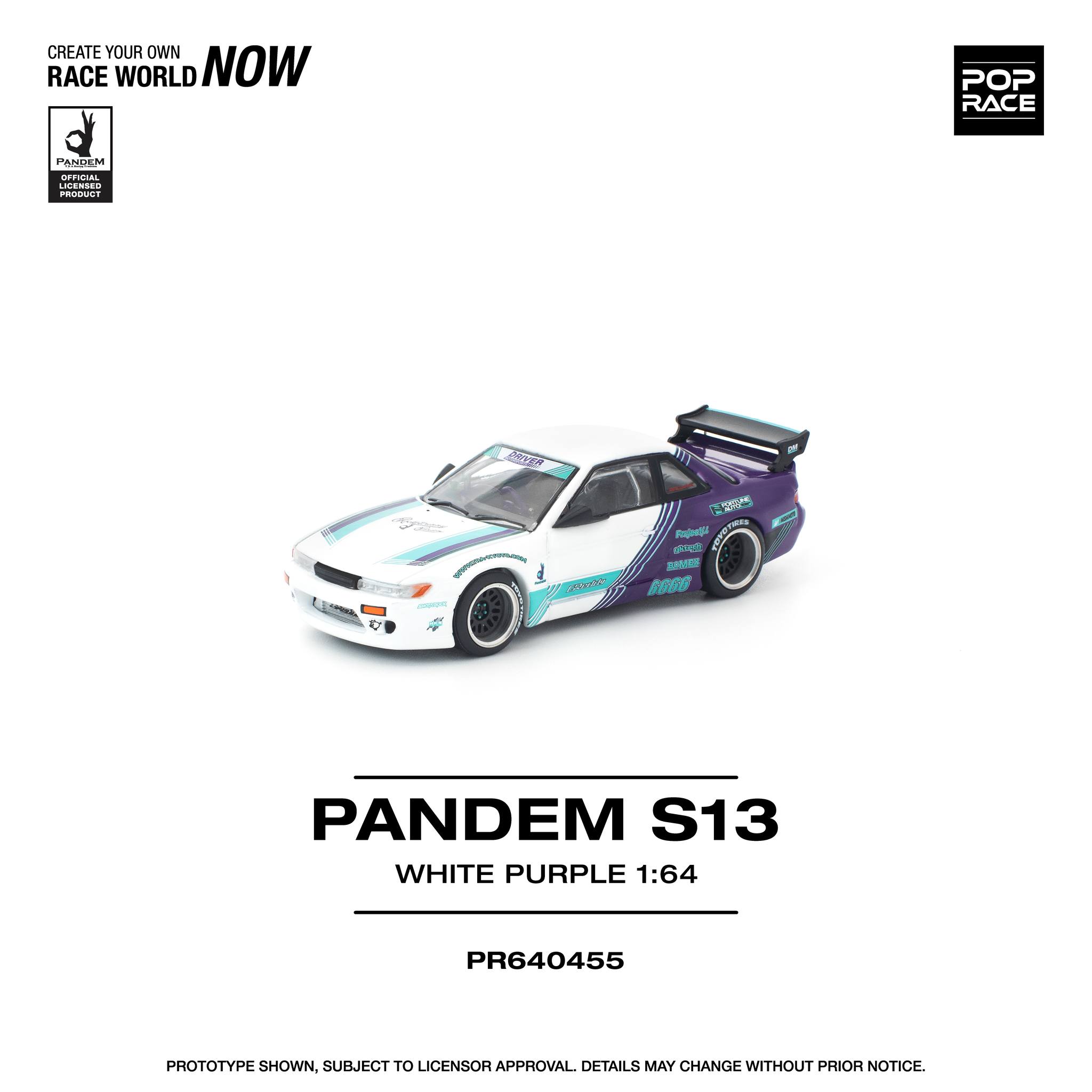 1:64 Pop Race Limited - Pandem S13, white/purple