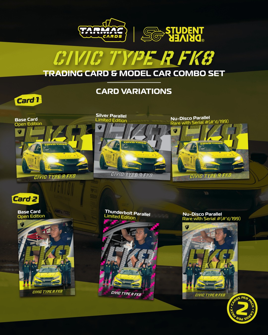 1:64 Tarmac - Honda Civic TYPE R FK8 #7 Daniel Wu/Tazio Ottis/Will Watanawongkiri/Patrick Chio NASA Western Endurance Racing Championship 2022 *Tarmac Cards*