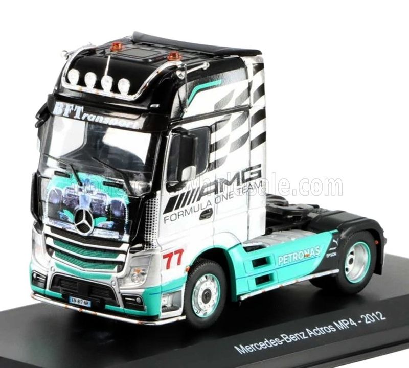 1:43 Hechette - MERCEDES BENZ - ACTROS MP4 1851 TRUCK N 77 TEAM MERCEDES-AMG PETRONAS F1 FORMULA ONE 2-ASSI 2012