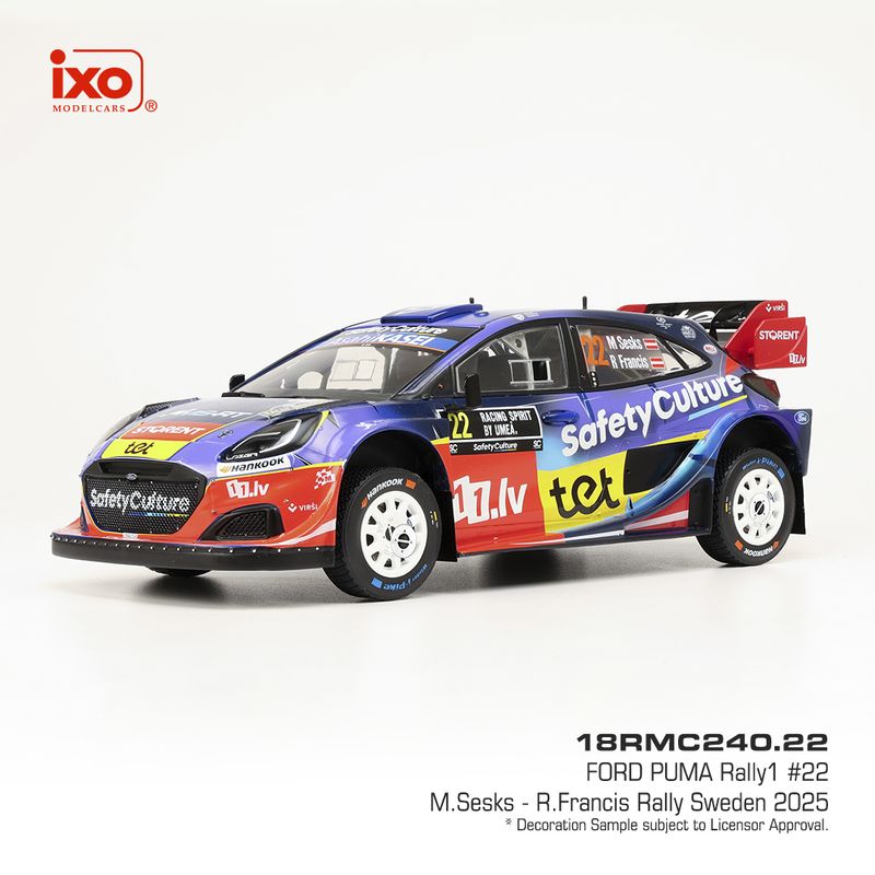 1:18 Ixo - Ford Puma Rally1, WRC, Rally Schweden, 2025, #22, M. Sesks - R. Francevic