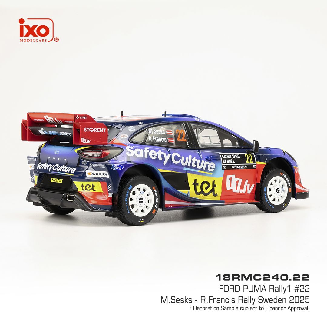 1:18 Ixo - Ford Puma Rally1, WRC, Rally Schweden, 2025, #22, M. Sesks - R. Francevic