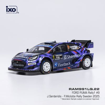 1:43 Ixo - Ford Puma Rally1, WRC, Rally Schweden, 2025, #9, J. Serderidis - F. Miclotte 1:43 Ixo - Ford Puma Rally1, WRC, Rally Schweden, 2025, #9, J. Serderidis - F. Miclotte