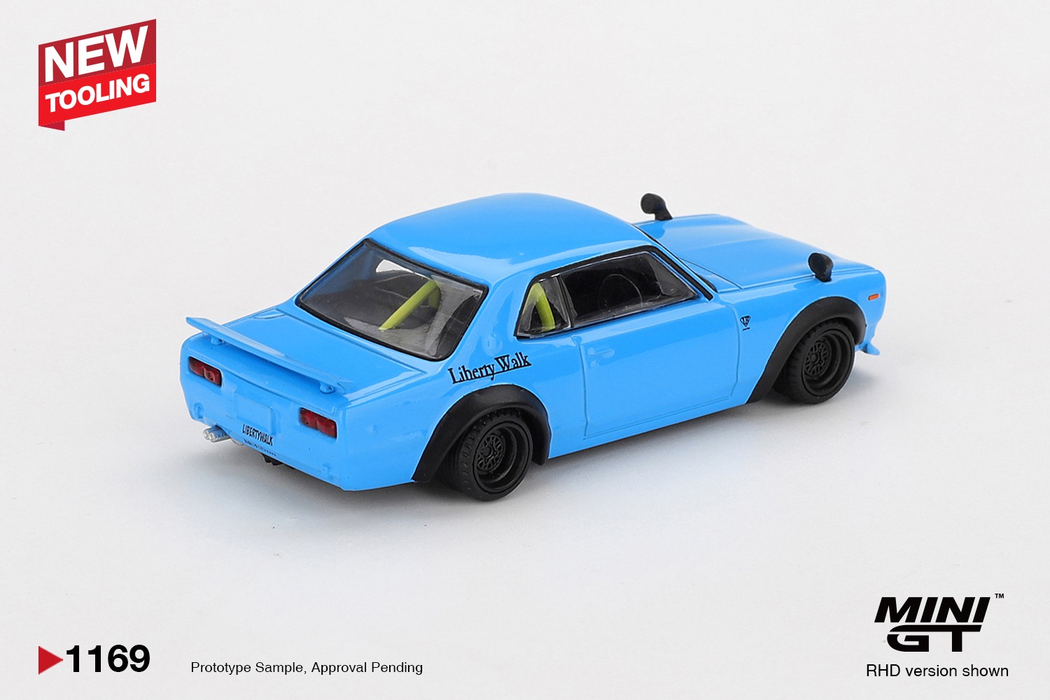1:64 Mini GT - 2015 Nissan Hakosuka *Nissan LB Works Hakosuka*, baby blue *Blister packaging*