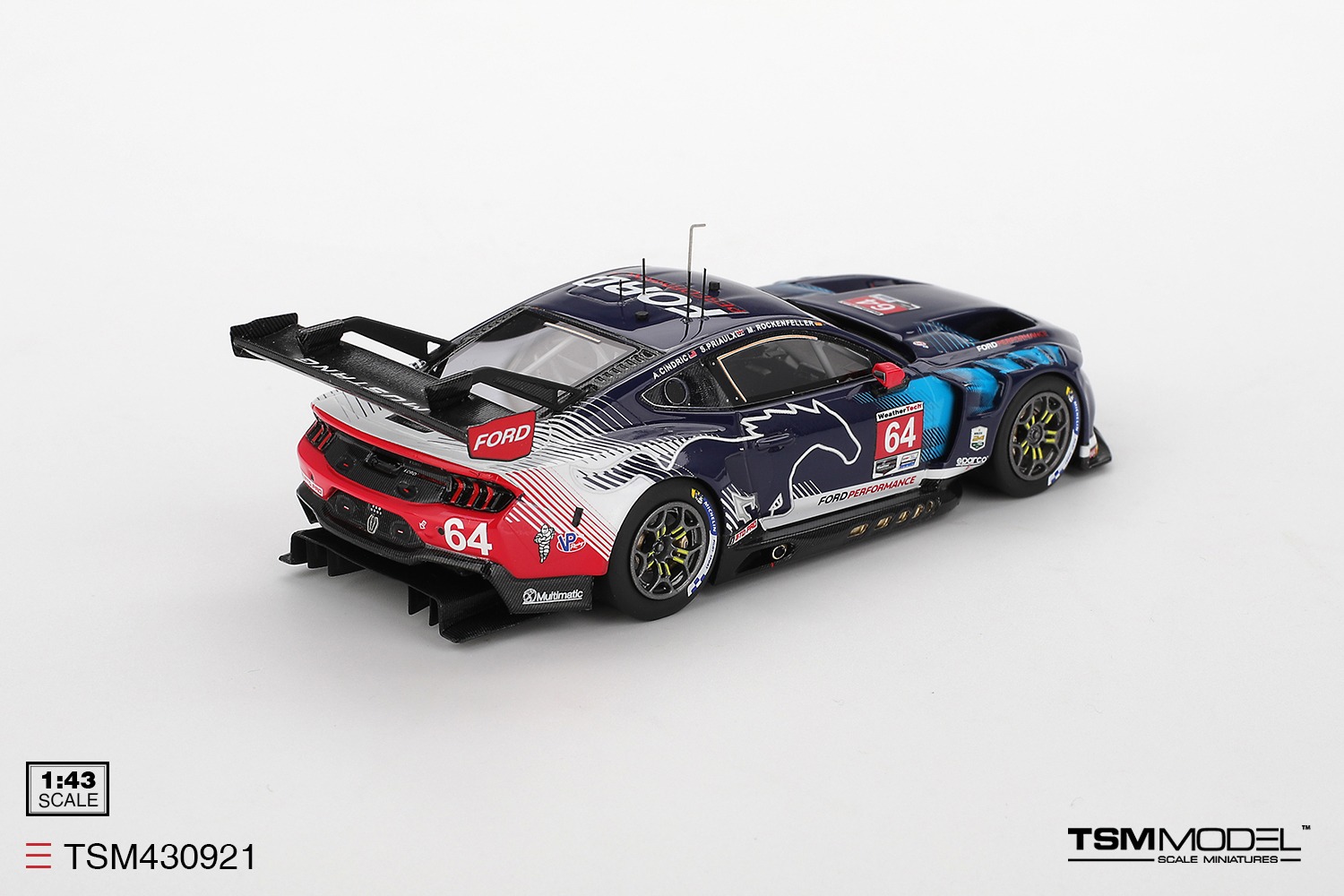 1:43 TSM - Ford Mustang GT3 5.4L V8 Team Multimatic Motorsport #64 Imsa 24h Daytona 2025 A. Cindric - S. Prialux - M. Rockenfeller