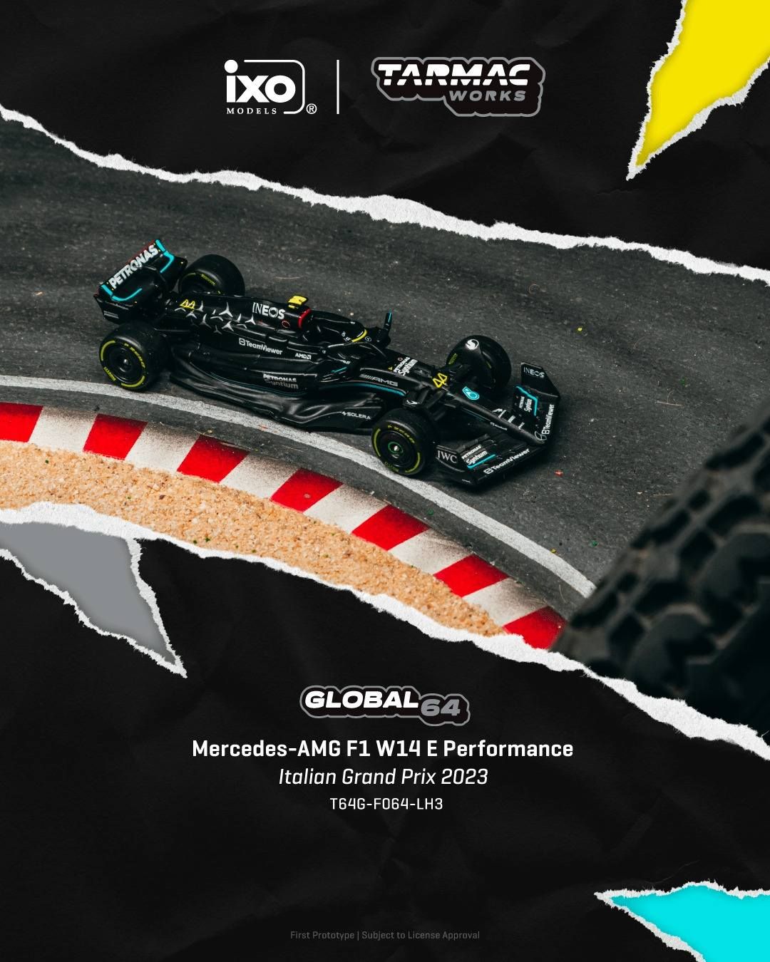 1:64 Tarmac - 2023 Mercedes-AMG F1 W14, Lewis Hamilton, E Performance Italian Grand Prix