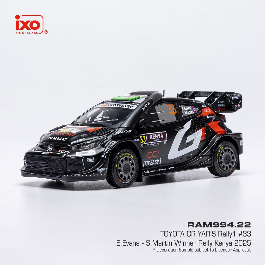 1:43 Ixo - Toyota GR Yaris Rally1, Safari Rallye Kenia, 2025, #33, E. Evans - S. Martin