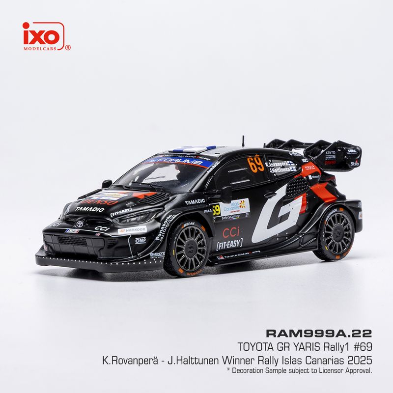 1:43 Ixo - Toyota GR Yaris Rally1, Rally Islas Canaris, 2025, #69, K. Rovanperä - J. Halttunen 1:43 Ixo - Toyota GR Yaris Rally1, Rally Islas Canaris, 2025, #69, K. Rovanperä - J. Halttunen