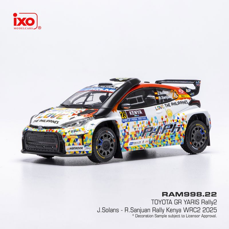 1:43 Ixo - Toyota GR Yaris Rally2, Safari Rallye Kenia, 2025, #23, J. Solans - R. Sanjuan 1:43 Ixo - Toyota GR Yaris Rally2, Safari Rallye Kenia, 2025, #23, J. Solans - R. Sanjuan