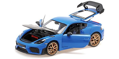 1:18 Minichamps - PORSCHE CAYMAN GT4 RS - 2024 -BLUE W/ WEISSACH PACKAGE