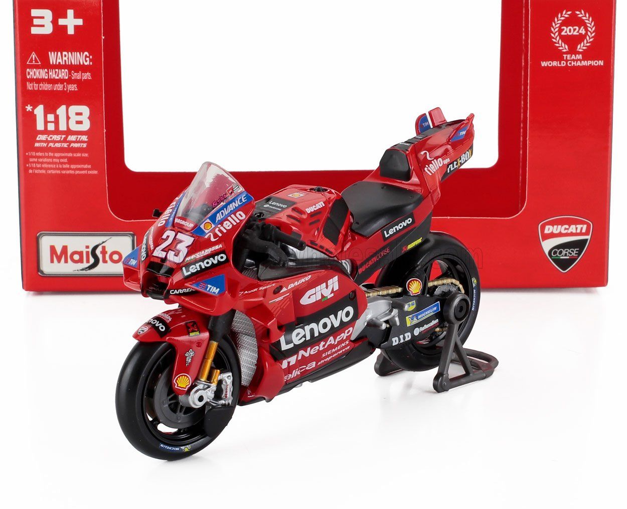 1:18 Maisto - 2024 Ducati Desmosedici GP24 Team Lenovo #23 Motot GP Season 2024 Enea Bastianini