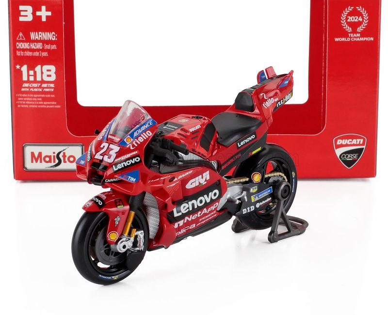 1:18 Maisto - 2024 Ducati Desmosedici GP24 Team Lenovo #23 Motot GP Season 2024 Enea Bastianini 1:18 Maisto - 2024 Ducati Desmosedici GP24 Team Lenovo #23 Motot GP Season 2024 Enea Bastianini
