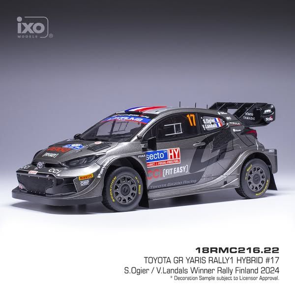 1:18 Ixo - Toyota GR Yaris Rally1 Hybrid Rally WM Rally Finland 2024 #17 S. Ogier V. Landais 1:18 Ixo - Toyota GR Yaris Rally1 Hybrid Rally WM Rally Finland 2024 #17 S. Ogier V. Landais