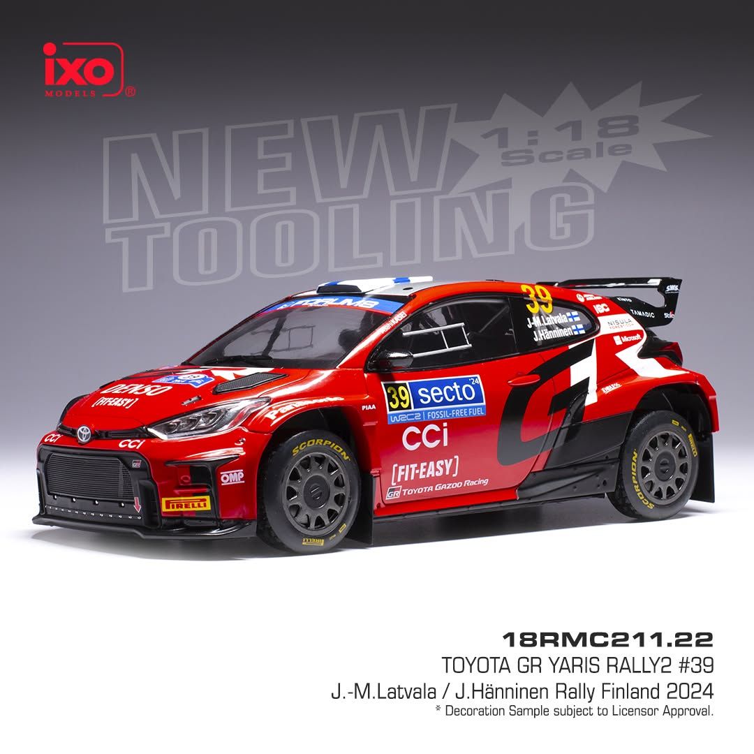 1:18 Ixo - Toyota GR Yaris Rally2 #39 Rally Finland J-M. Latvala J. Hänninen 1:18 Ixo - Toyota GR Yaris Rally2 #39 Rally Finland J-M. Latvala J. Hänninen